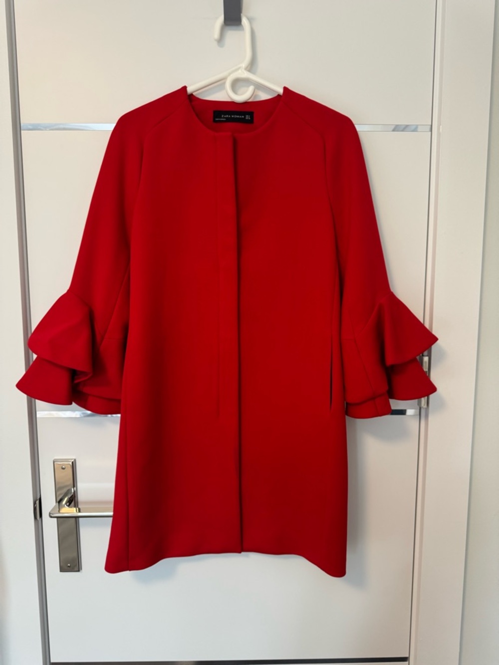 Red Ruffle Sleeve Coat